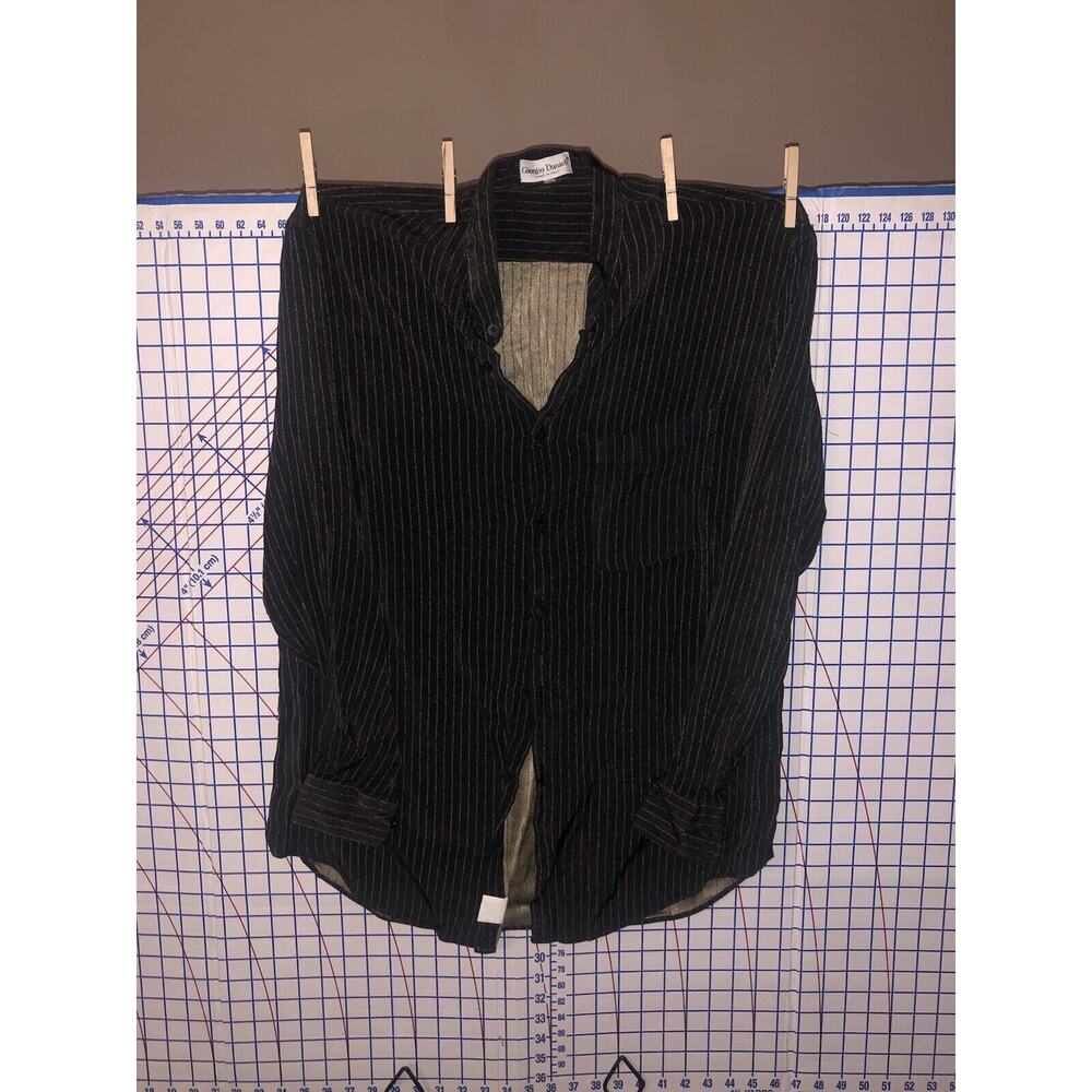 Giorgio Danieli Mens Button Down Shirt Black/grey Stripes Size; XL